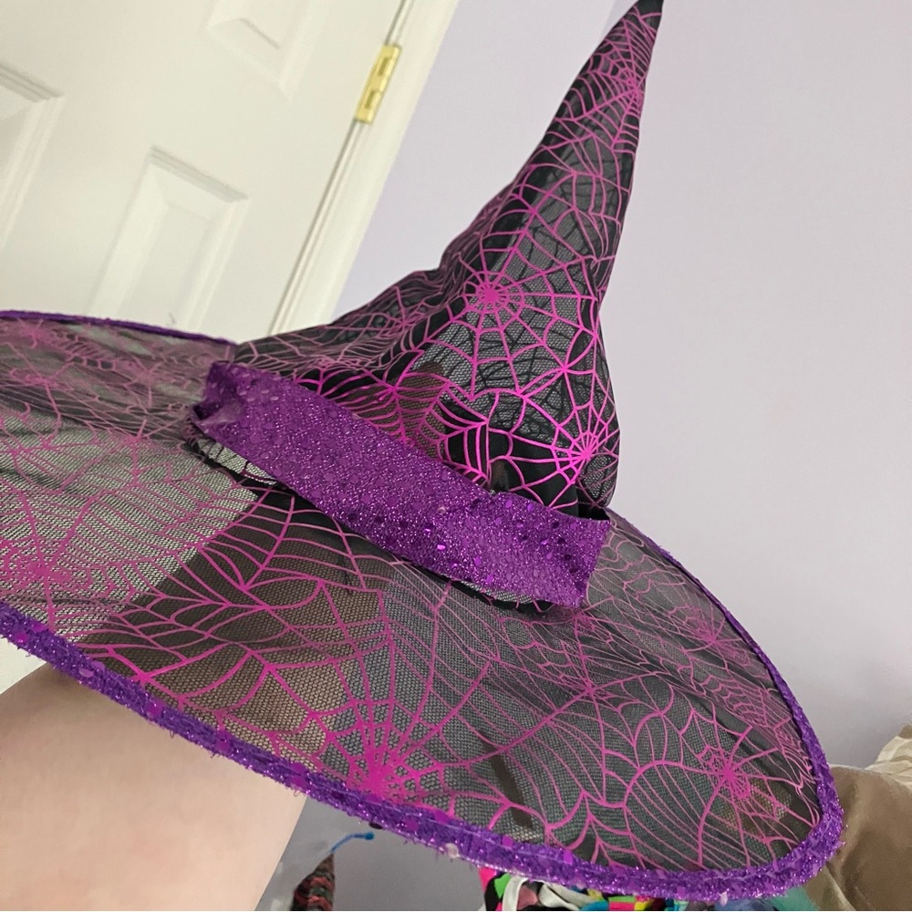 Halloween Black Purple Metallic Witches Hat